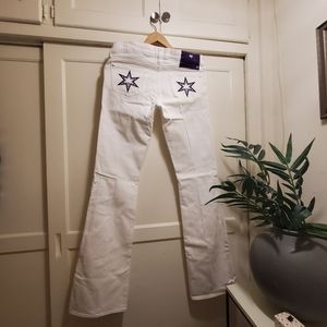 VICTORIA BECKHAM | white/purple star embroidered jeans